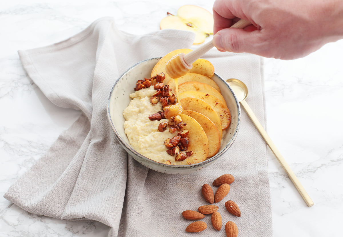 Millet porridge with caramelised apples and Mānuka honey recipe. MGO