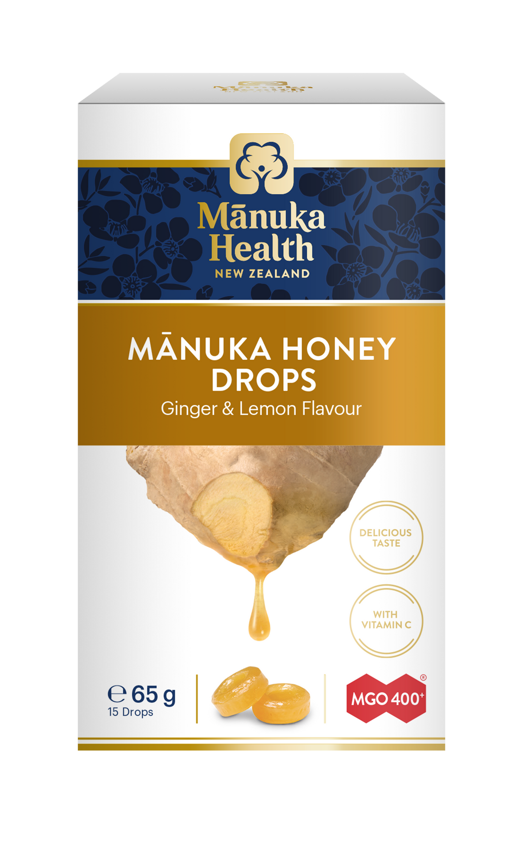 Manuka Honey with Ginger & Lemon Lozenges (15 lozenges 65g)